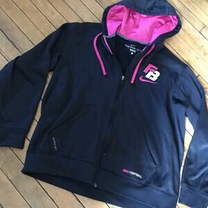 Nike Therma Fit Full Zip Black Pink Sweatshirt Hoodie Jacket Women's Size Large